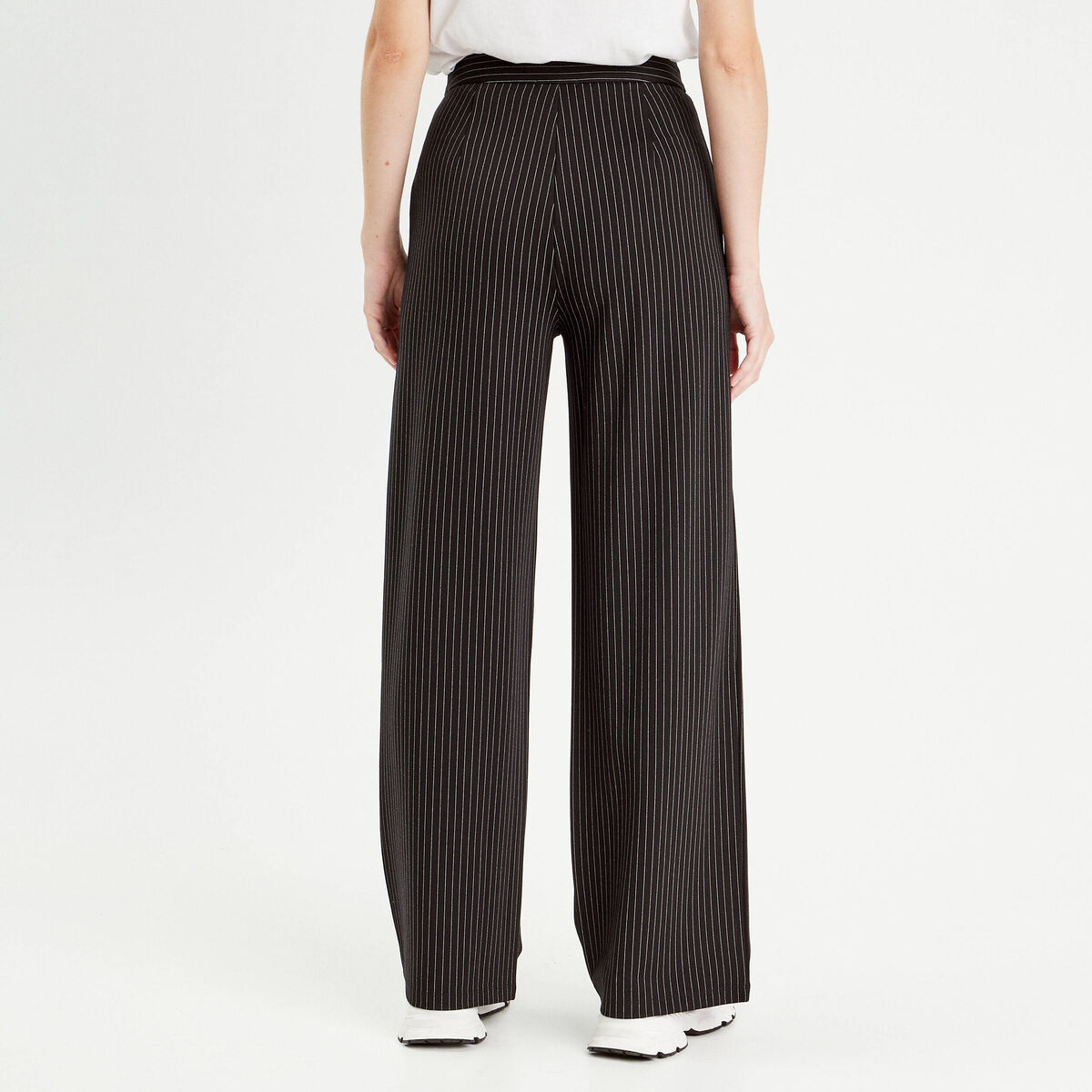 Pantalon jambe large noir femme