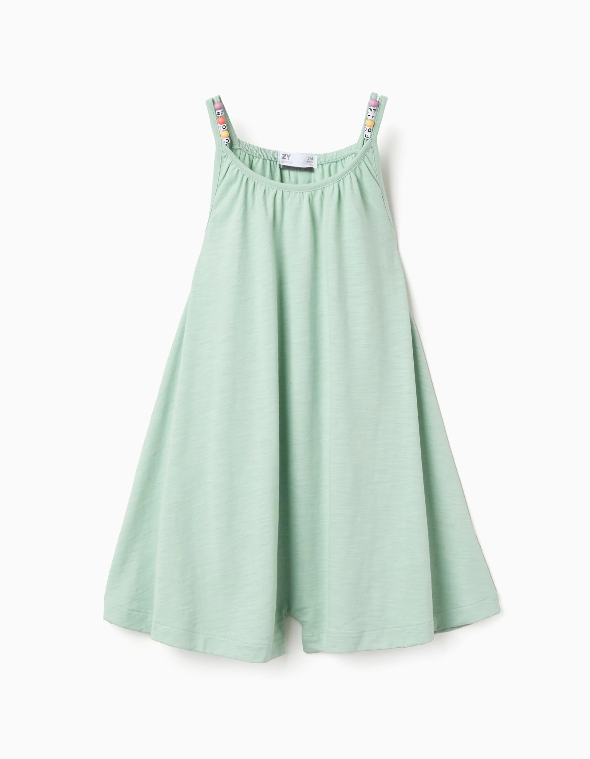 Sleeveless wide leg playsuit in cotton for girls, light green