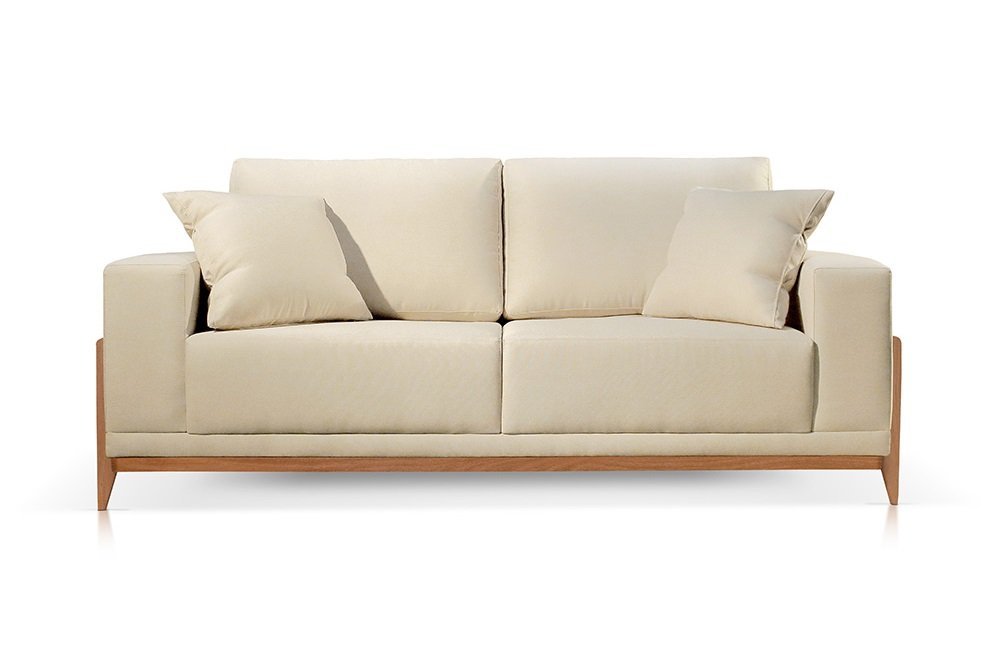 Sofá 3 Lugares Linho Bege Claro Bella 2,10m