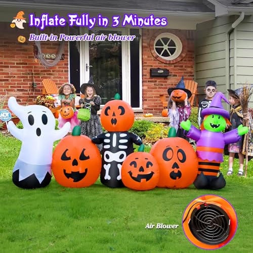 8 FT Halloween Inflatable Spider Outdoor Decorations for Yard, Giant Crawling Spider with LED Rotating Flame, Large Creepy Spider Props for Halloween Party Garden Lawn Patio Outside House Window Decor