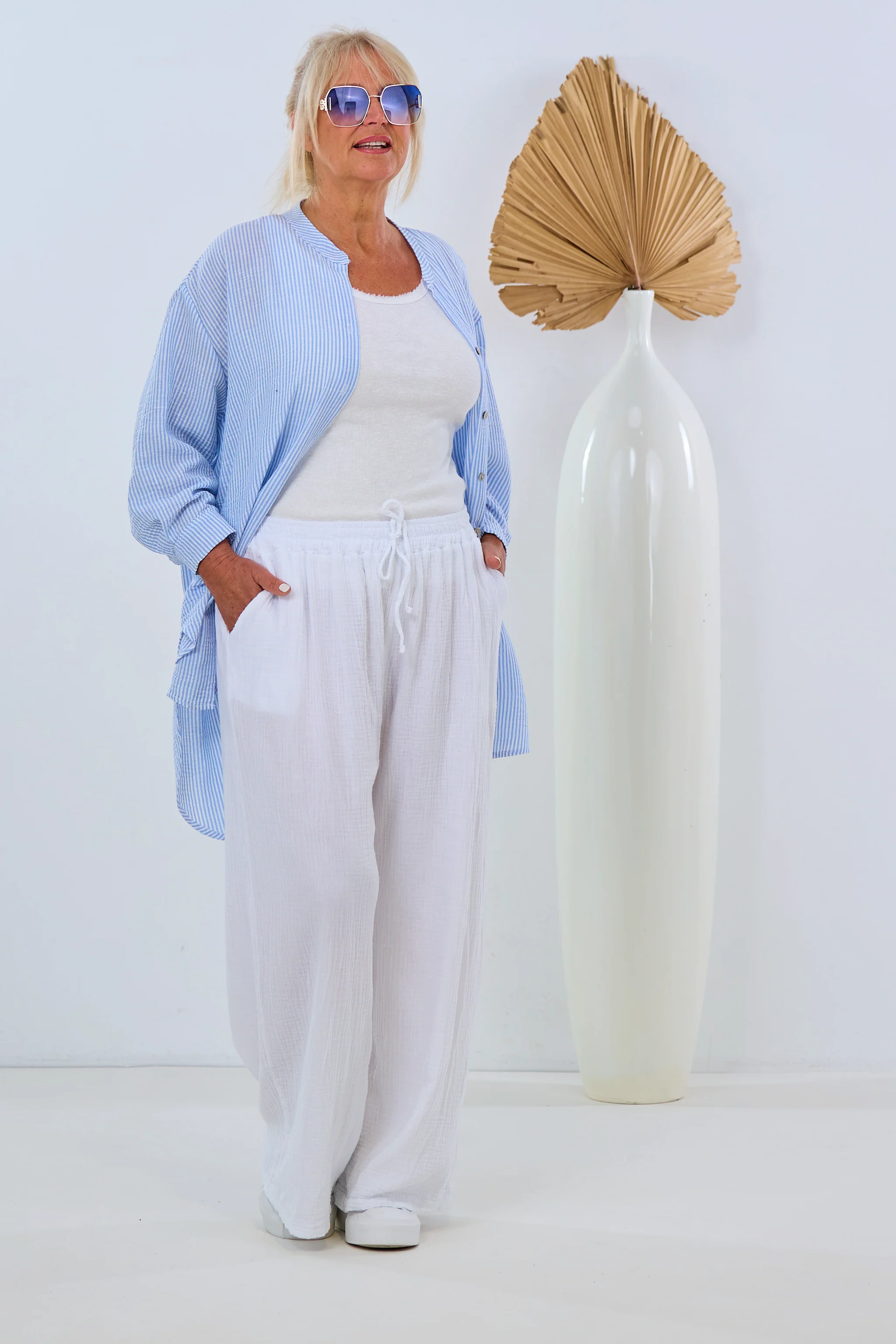 Musselin Hose, weiß