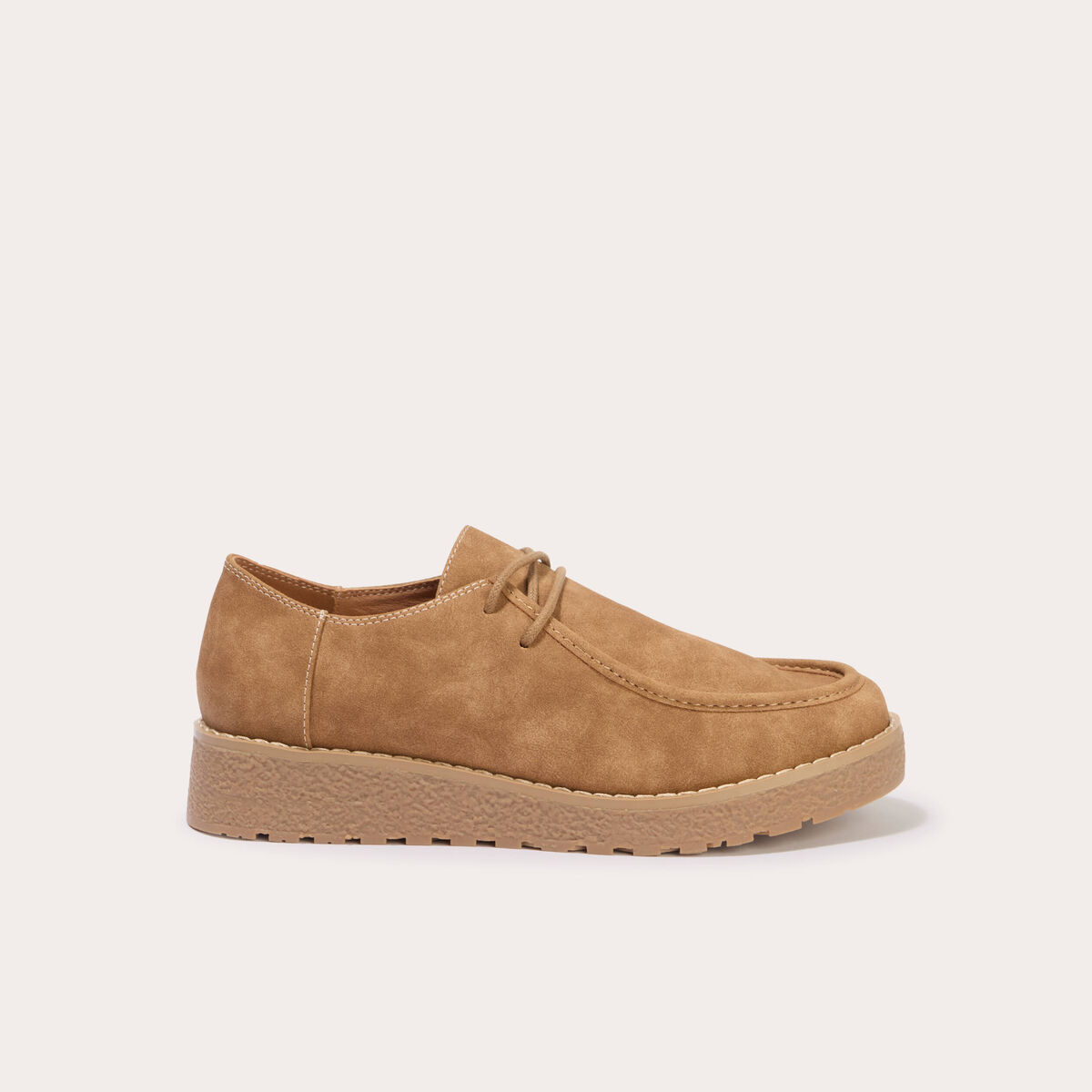 Chaussures aspect daim camel femme