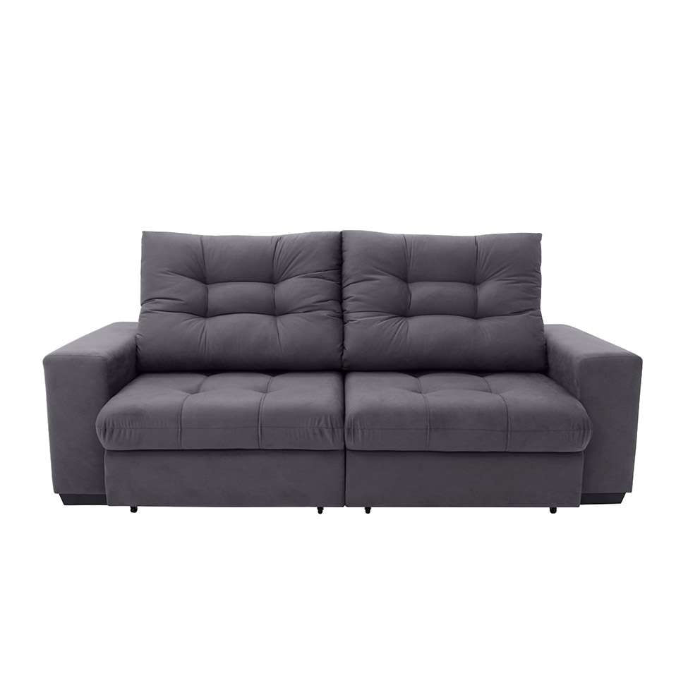 Sofá 3 Lugares Retrátil e Reclinável Biarritz Suede Grafite em Promoção | Ofertas na Americanas
