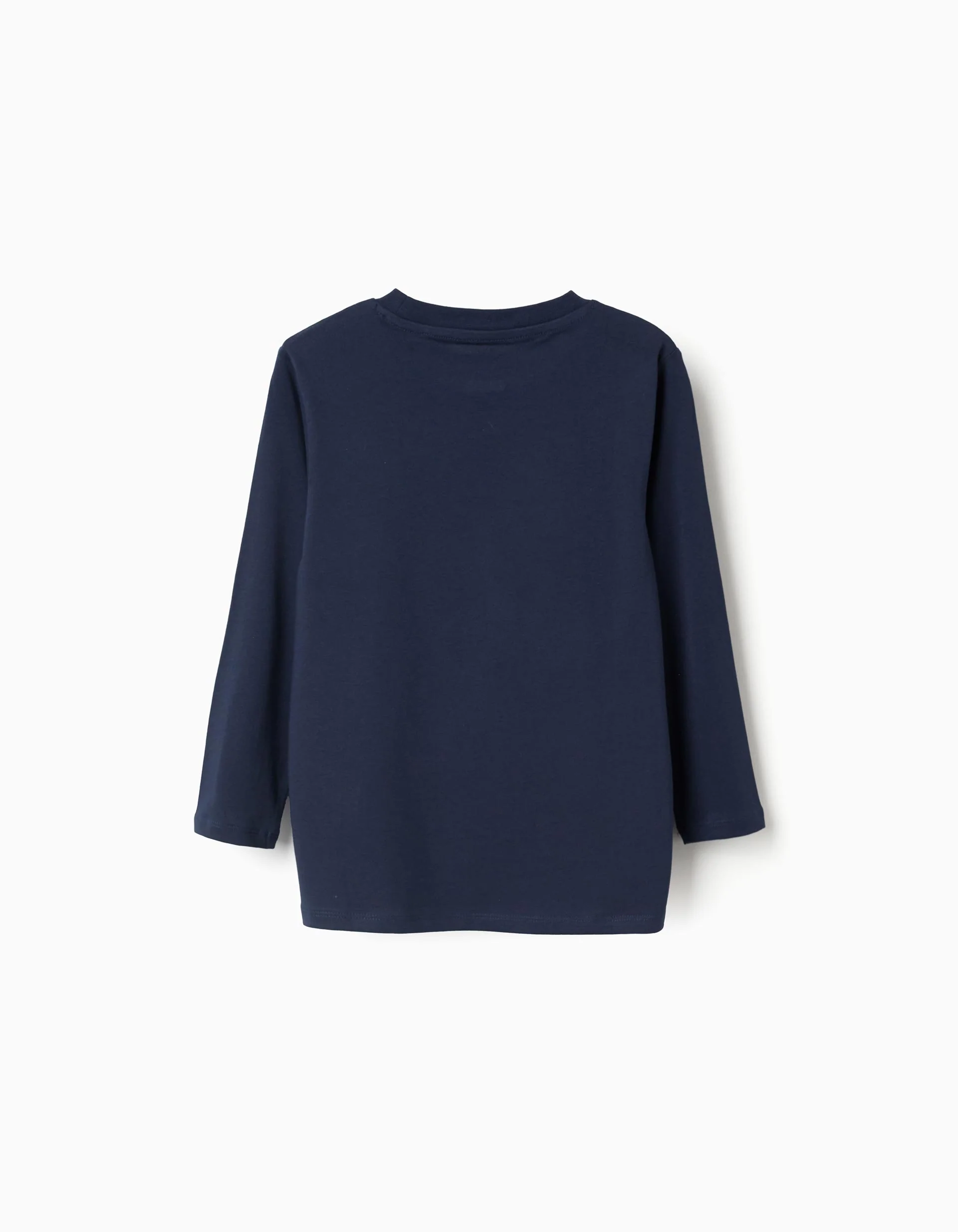 Pack of 2 long sleeve cotton T-shirts with prints for boys, dark blue/red