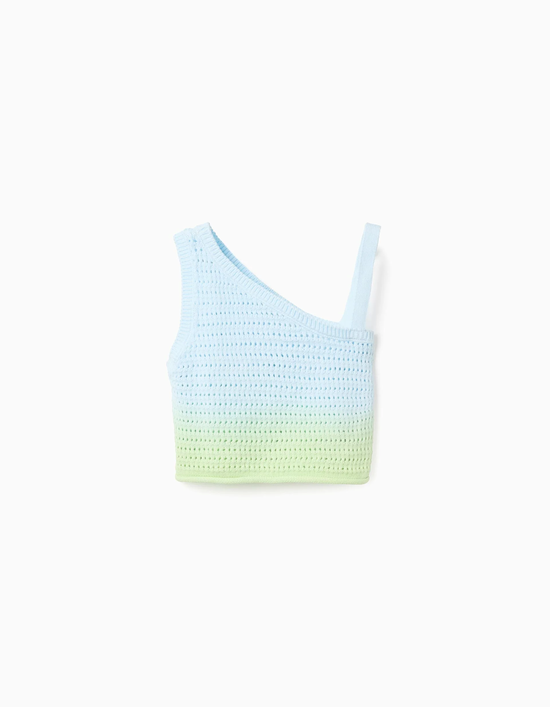 Sleeveless crochet top with gradient effect for girls, blue/green