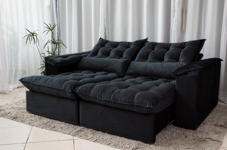 Sofá Retrátil e Reclinável Ipanema 1,80m em Tecido Veludo C/pillow Nos Braços - Montagem Inclusa:pre