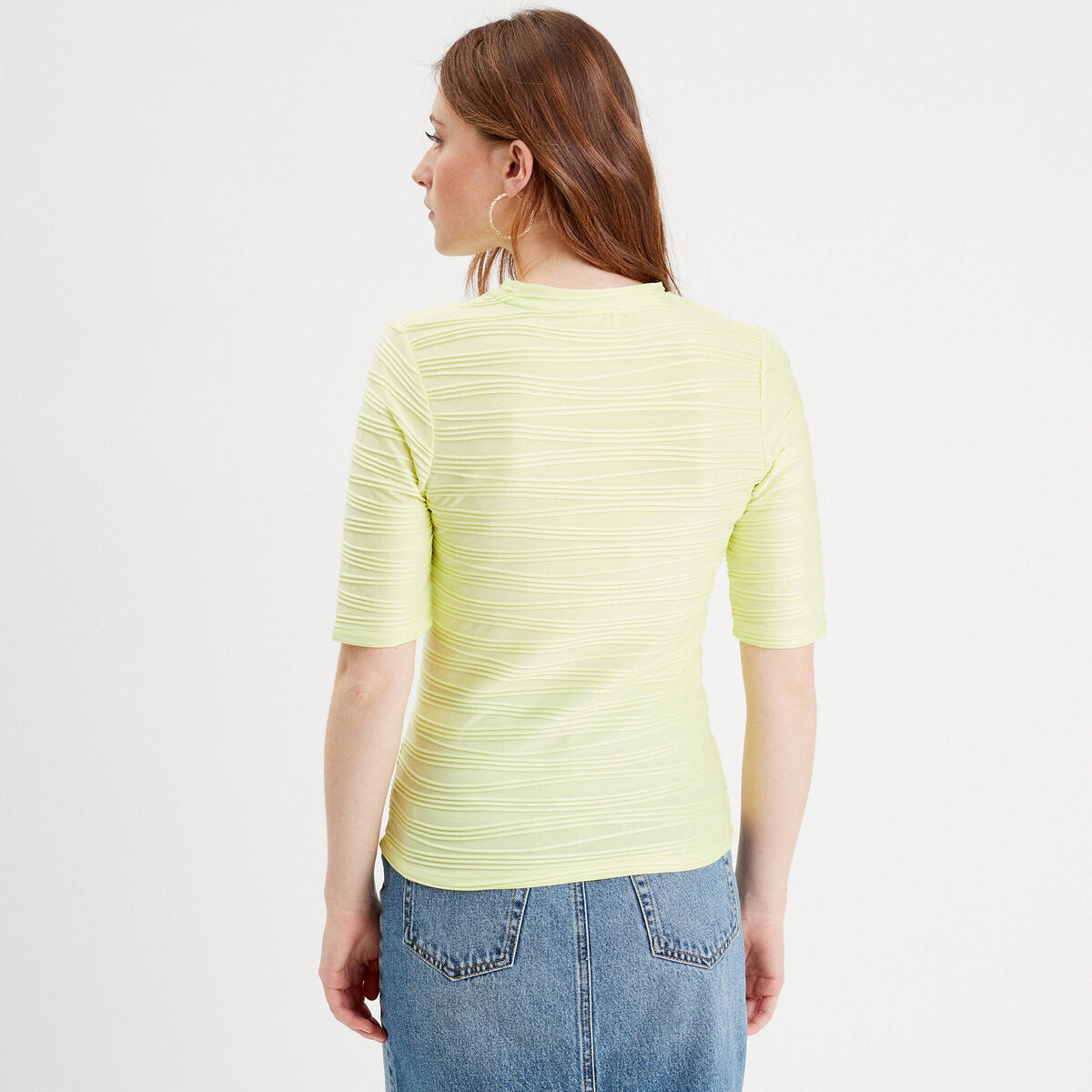 T-shirt manches courtes jaune fluo femme