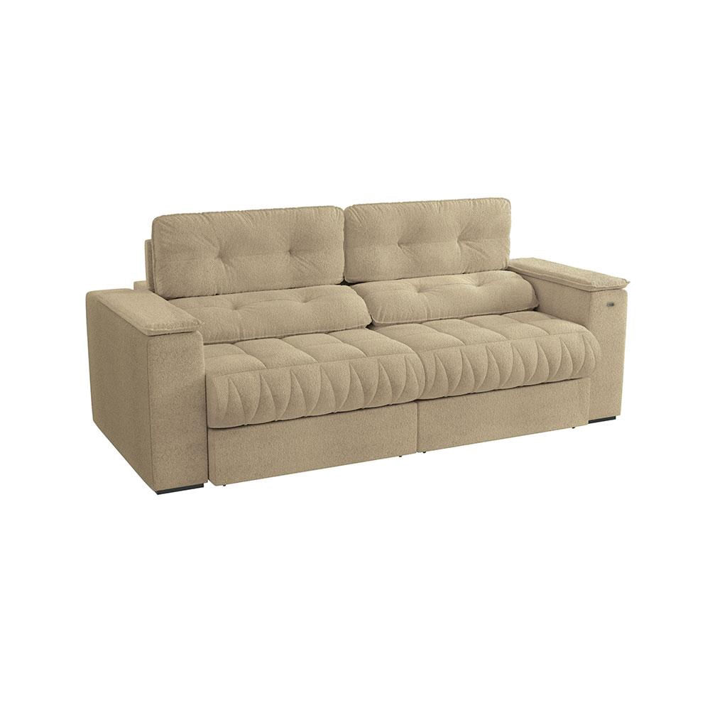 Sofá 4 Lugares Retrátil e Reclinável Premier Molas Bouclé Bege 261 cm em Promoção | Ofertas na Americanas