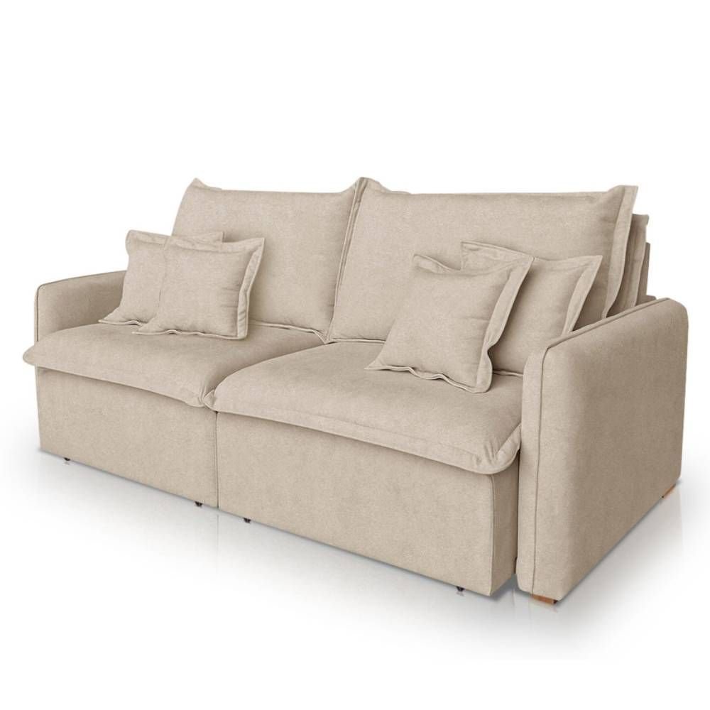 Sofá 3 Lugares 2,00m Retrátil e Reclinável em Tecido Bouclé - Malta Lucadi