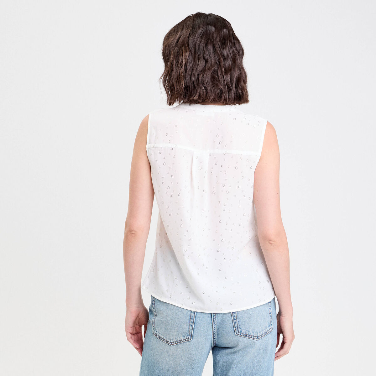 Blouse sans manches blanc femme