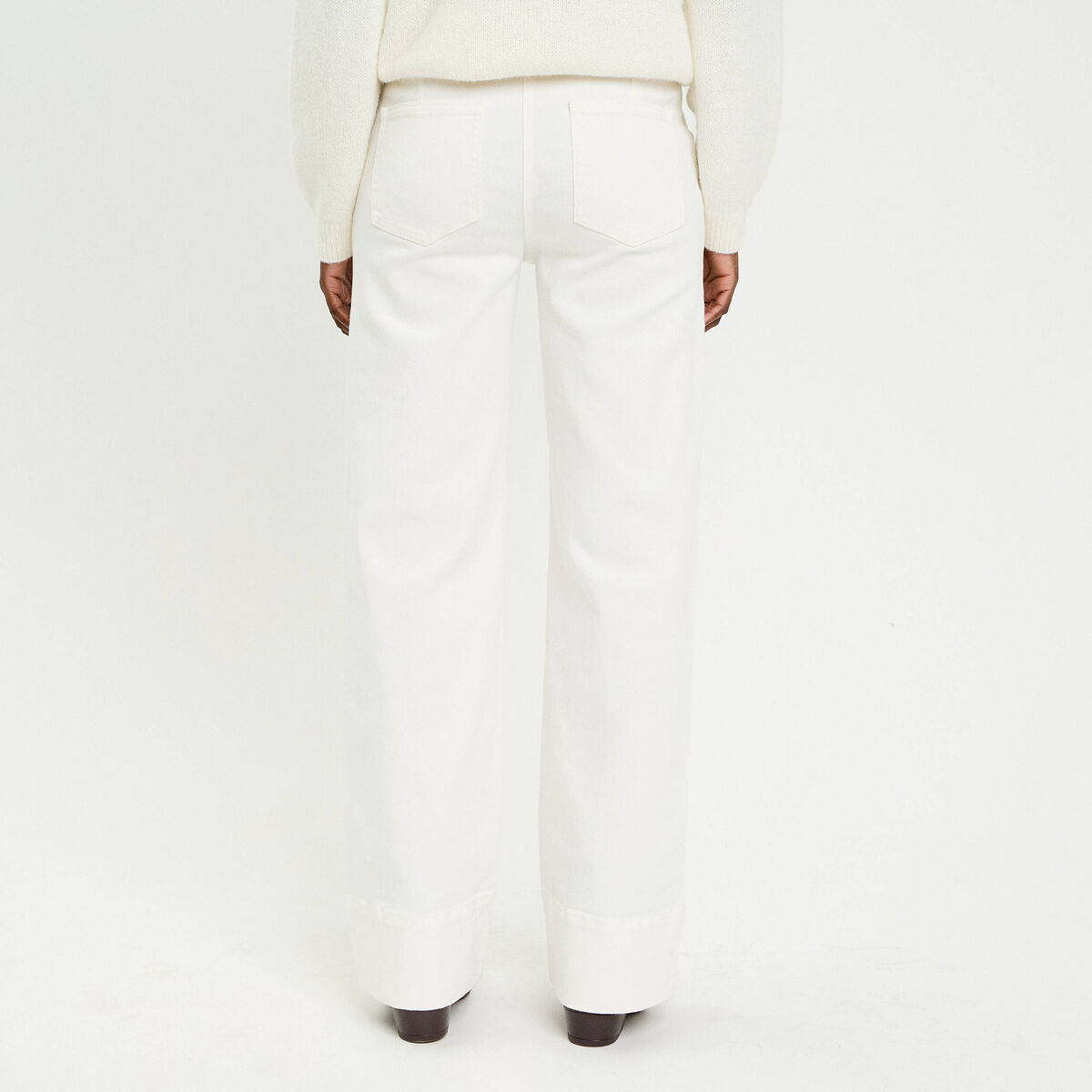 Jean wide leg taille standard denim blanc femme