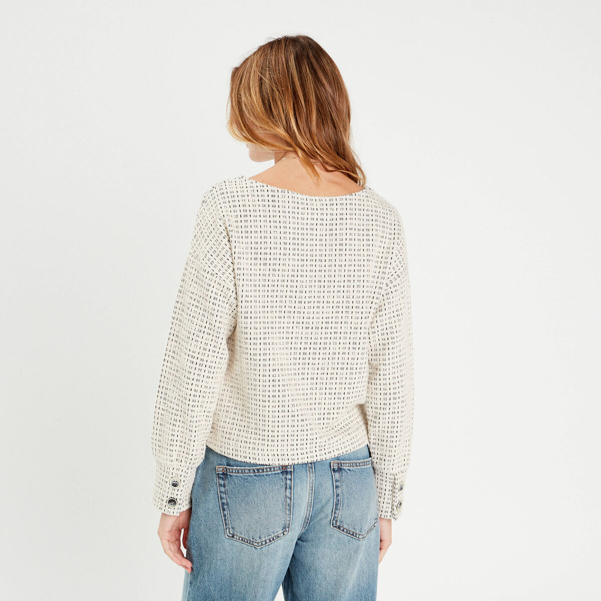 Sweat manches longues ecru femme