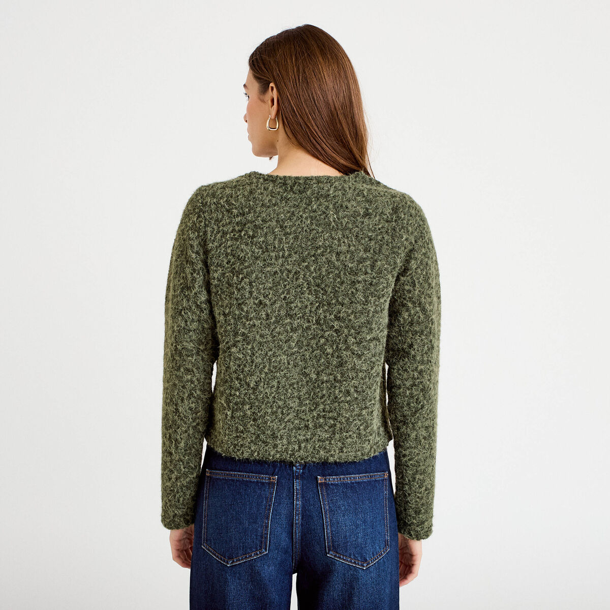 Veste effet polaire vert kaki femme