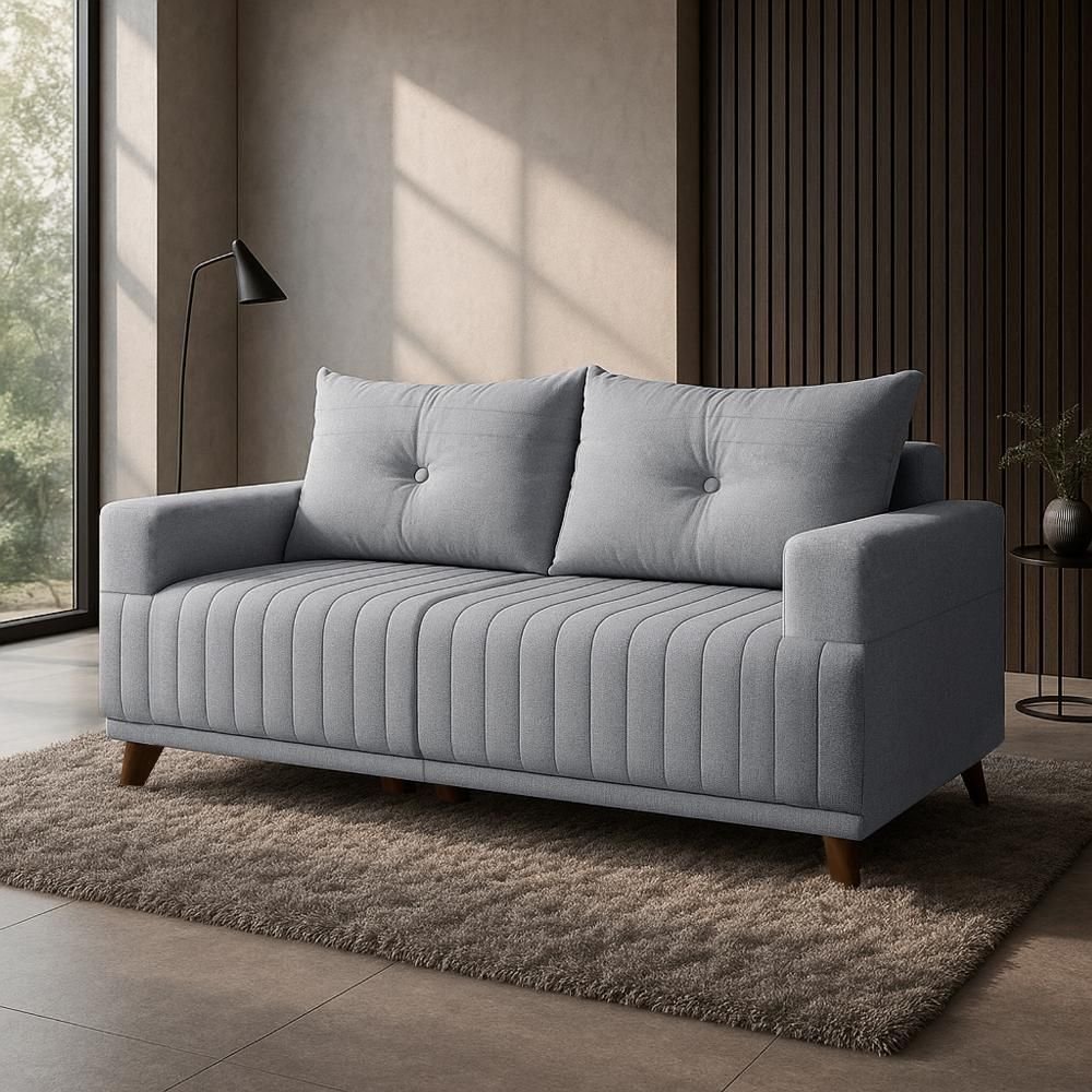 Sofá 3 Lugares Leona Bom Pastor Linho Cinza