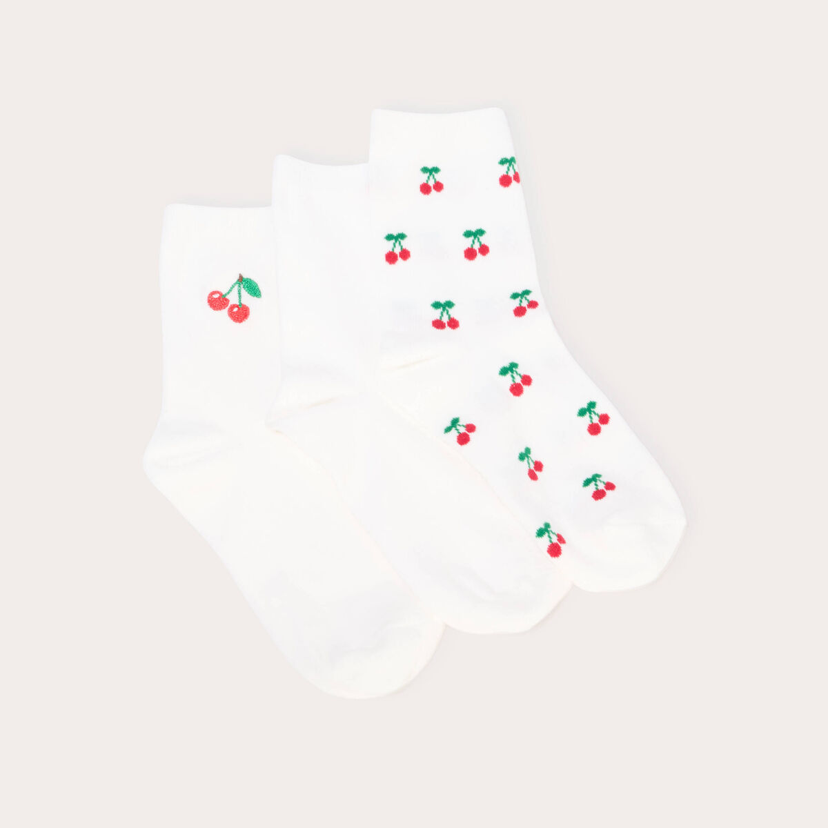 Lot de 3 paires de chaussettes fantaisie ecru femme