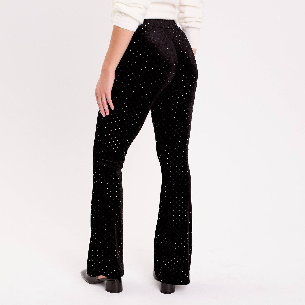 Pantalon bootcut en velours noir femme