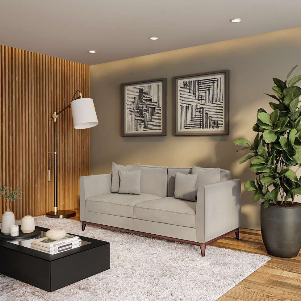 Sofá 3 Lugares Boaz Base de Madeira Linho Cotton Cru. em Promoção | Ofertas na Americanas