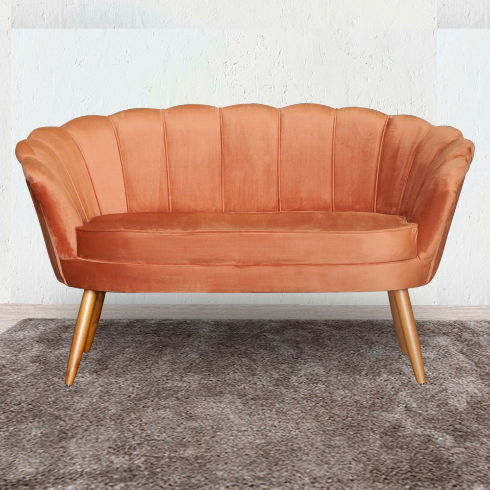 Sofá Pétala 2 lugares Veludo Terra Cota Visalar Móveis