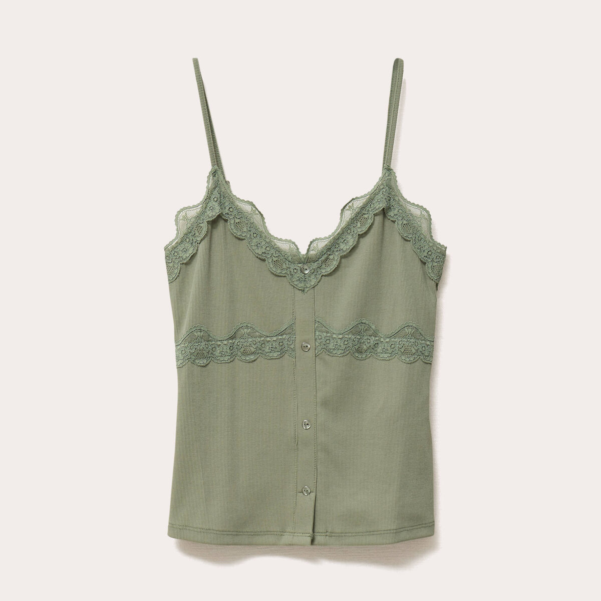 Débardeur bretelles fines vert kaki femme