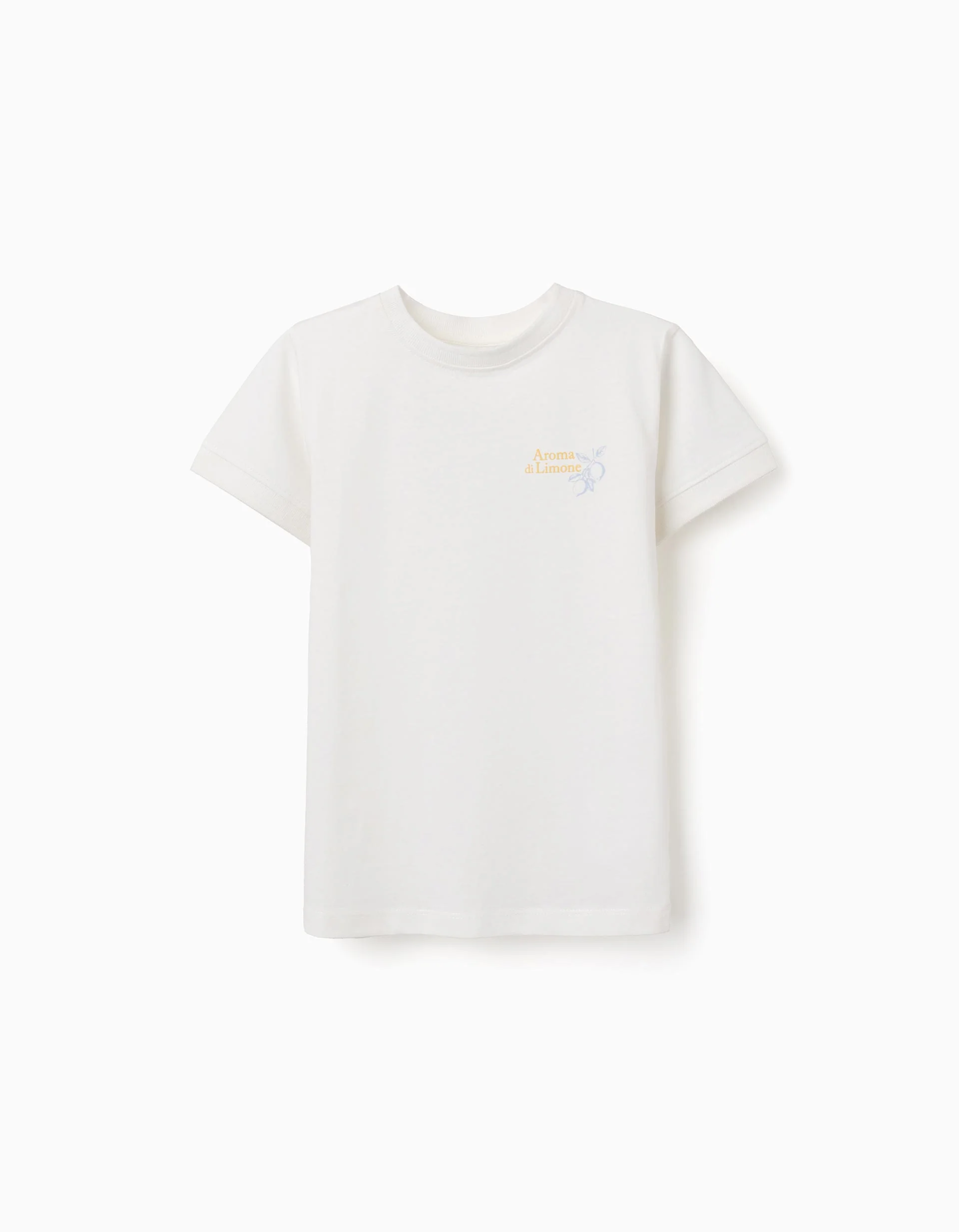 Cotton T-shirt with Aroma di Limone print for boys, white