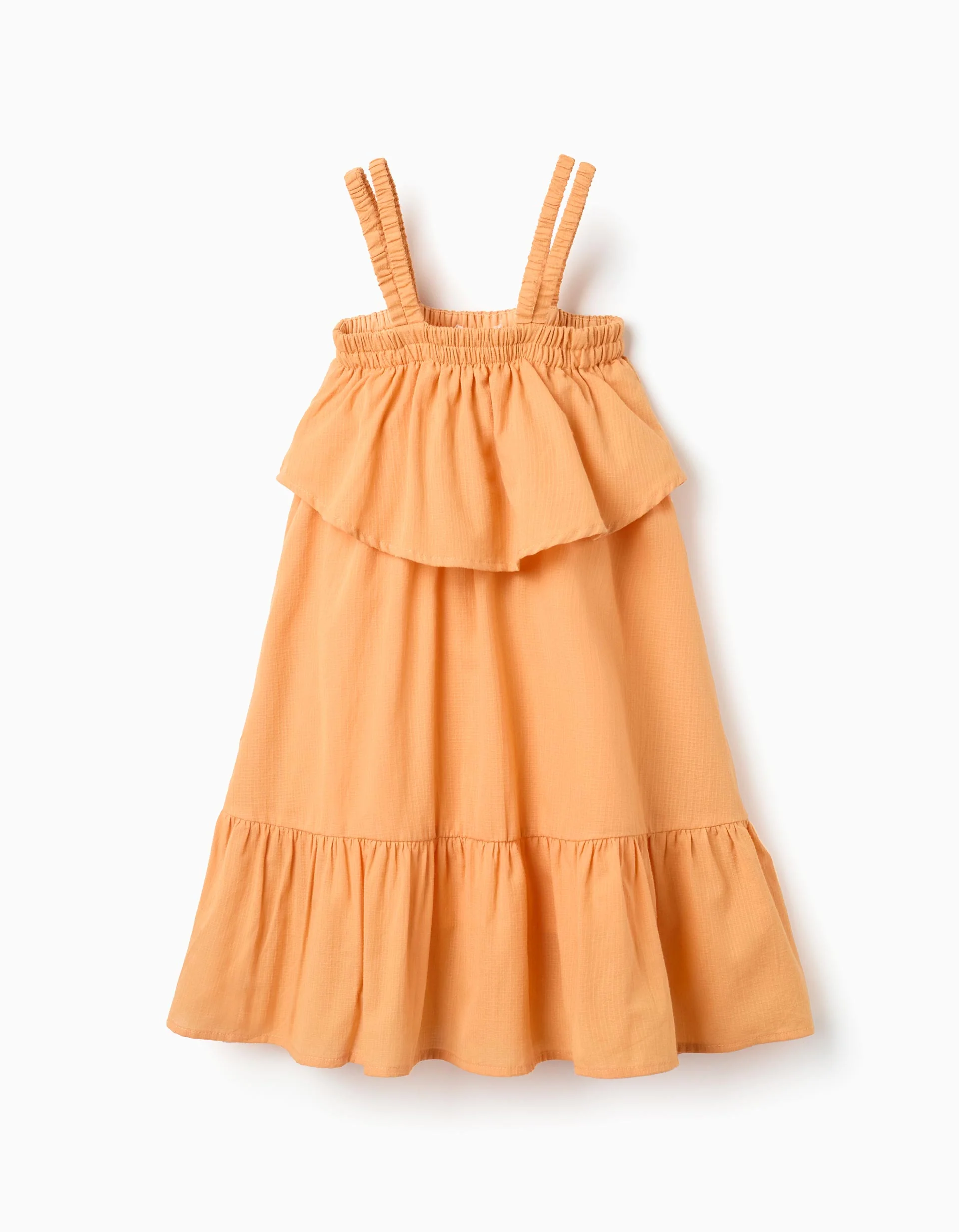 Cotton sleeveless dress with lining for girls, orange