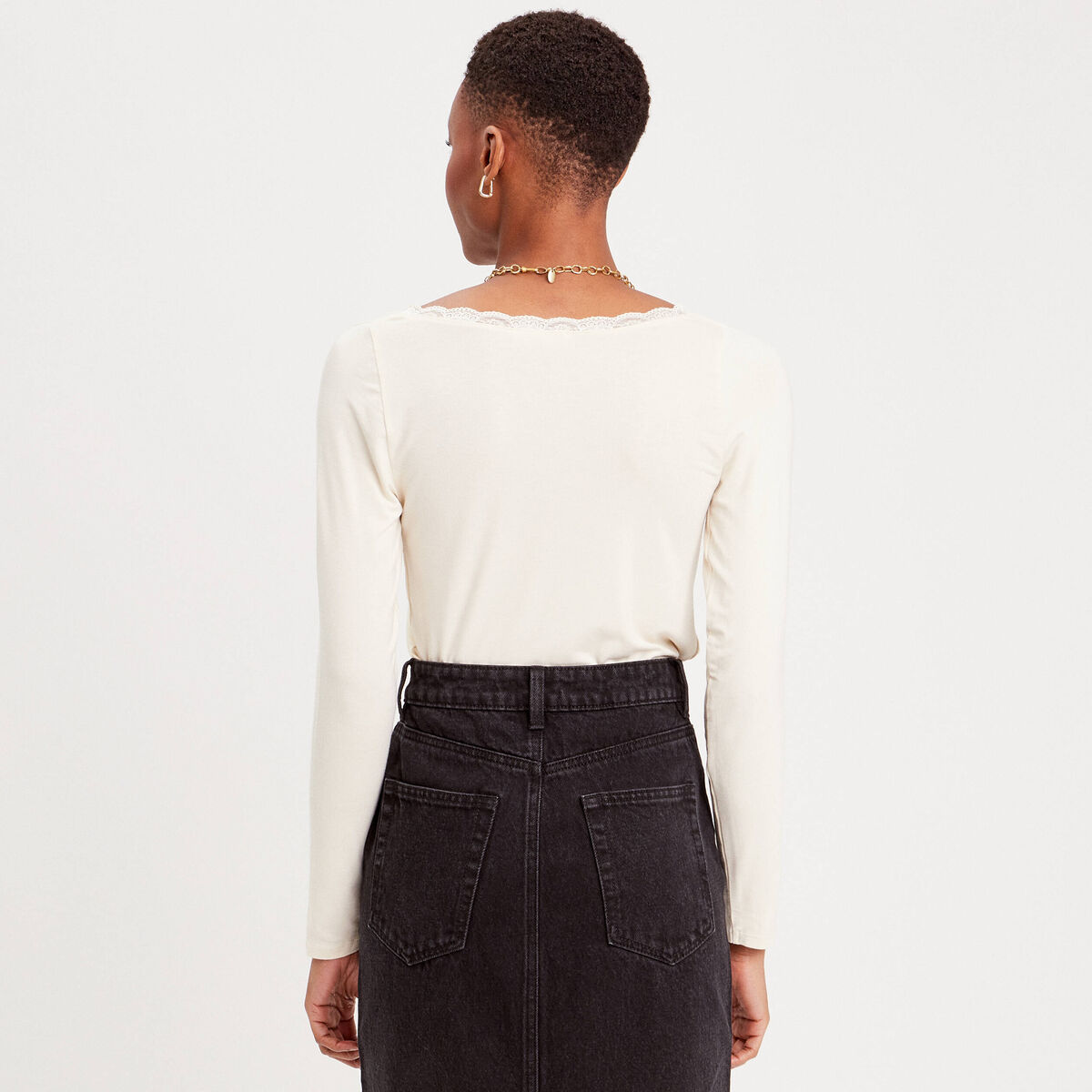 T-shirt manches longues ecru femme