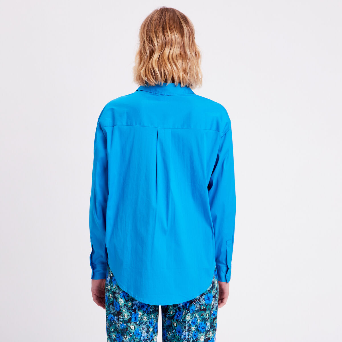 Chemise manches longues bleu femme