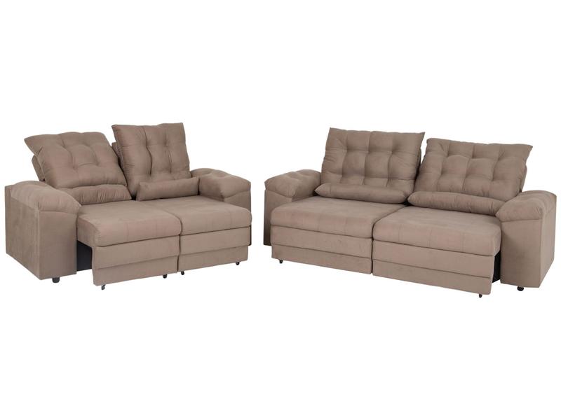 Conjunto de Sofás 2 e 3 lugares Retrátil Reclinável Suede Phormatta Colômbia SMP