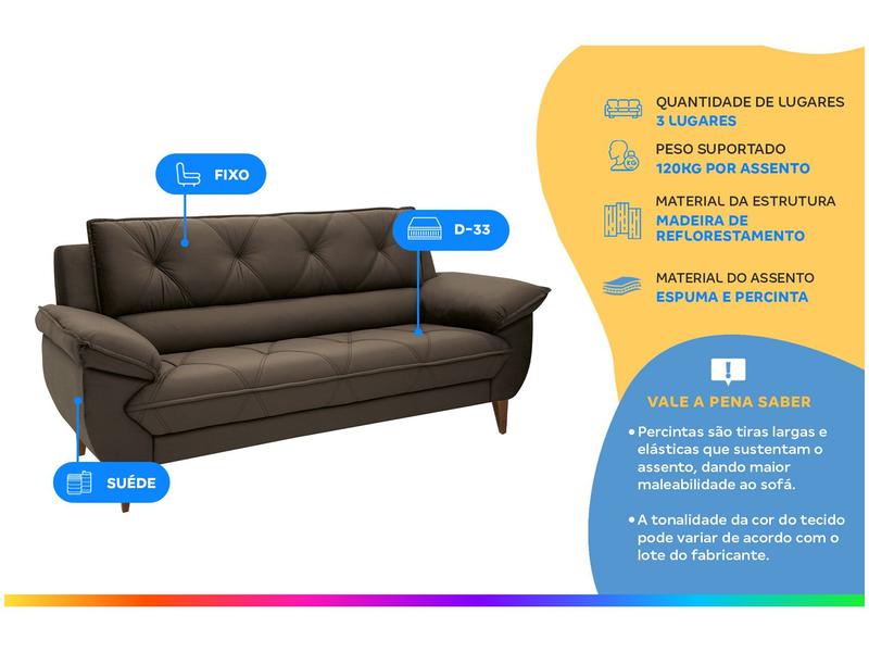 Sofá 3 Lugares Suede Malbec Linoforte