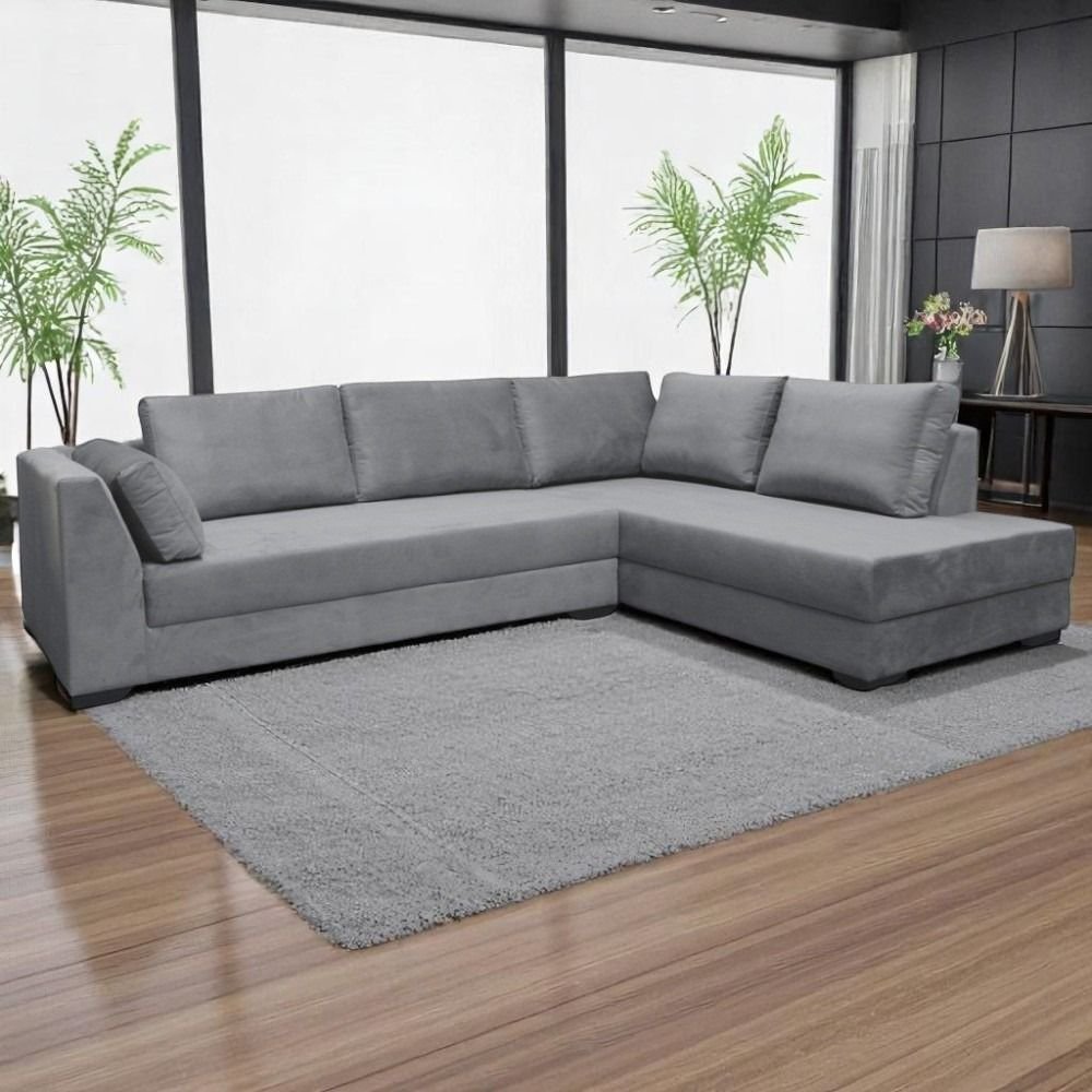 Sofá de Canto 5 Lugares em Sued Aveludado, 2,78m X 1,85