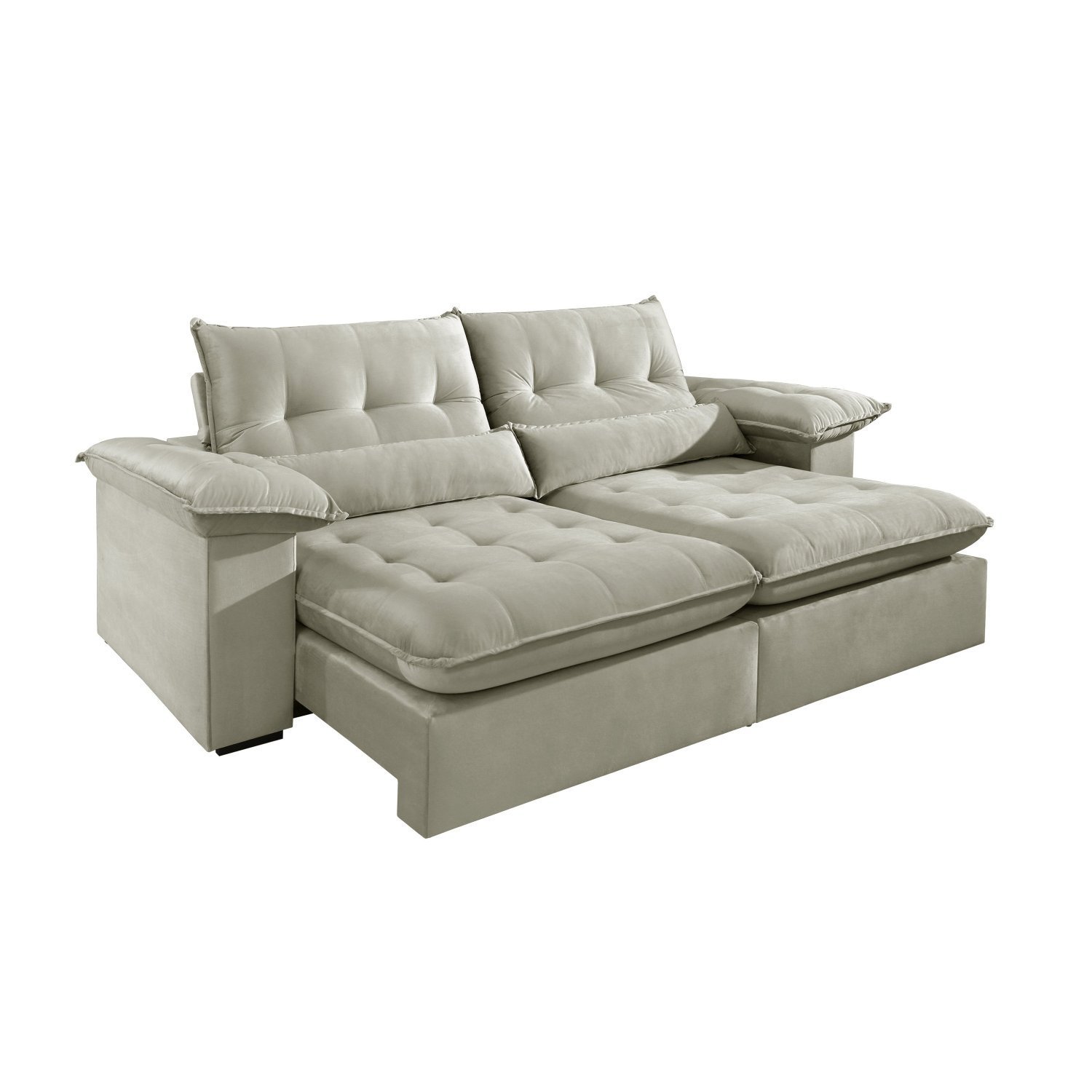 Sofá 3 Lugares Retrátil e Reclinável Mônaco Veludo com Molas Ensacadas