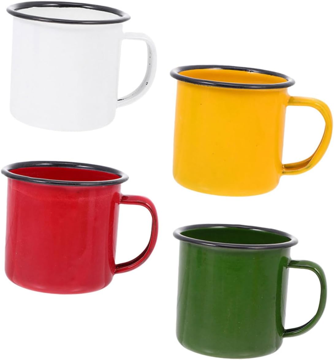 Vintage Enamel Mug 2.55In Retro Coffee Tea Cup Lightweight Water Beverage Cup with Anti-Slip Handle for Home Office Camping Party
