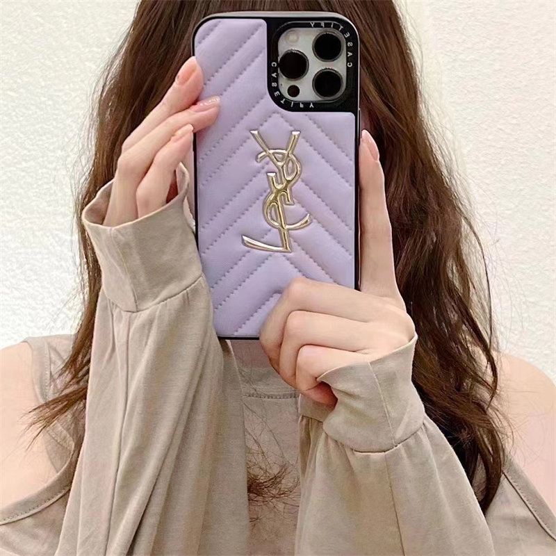 サンローラン iphone17ケース iphone16/16proケース ysl iphone15/14pro ケース 人気 女子 ブランド iphone12ケース レザー かわいい iphone12 ケース ピンク/パープル