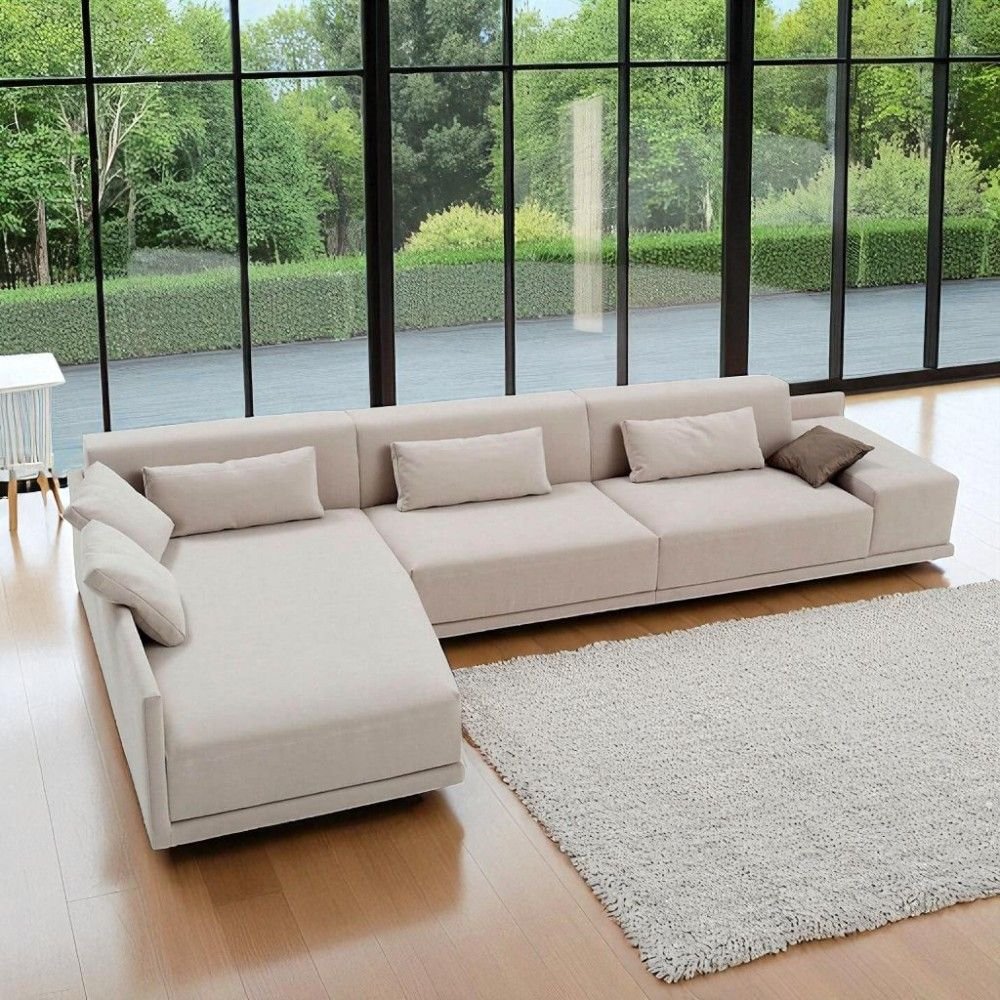 Sofá de Canto 336cm X 196cm com 5 Lugares e Revestimento em Sarja Nov006