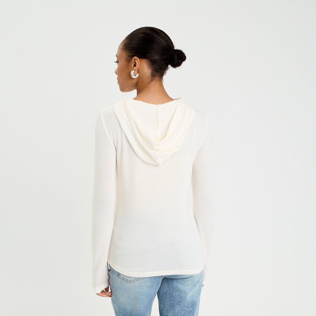 Pull à capuche ecru femme