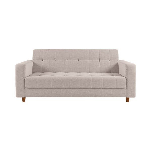 Sofá 03 Lugares Arezzo Linho Grosso Bege A19 Pés Chanfrado Castanho - D'Rossi