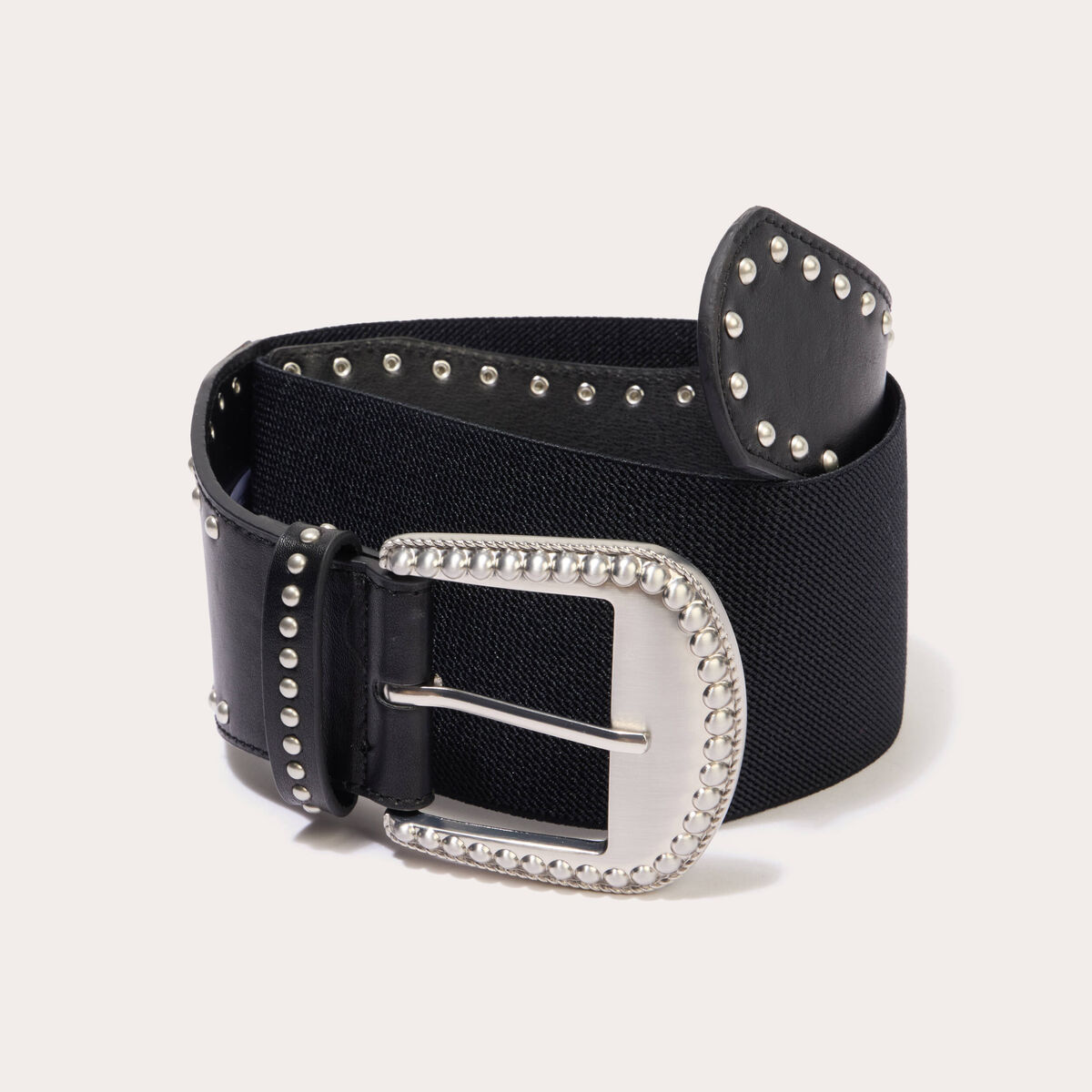 Ceinture large à détails cloutés noir femme