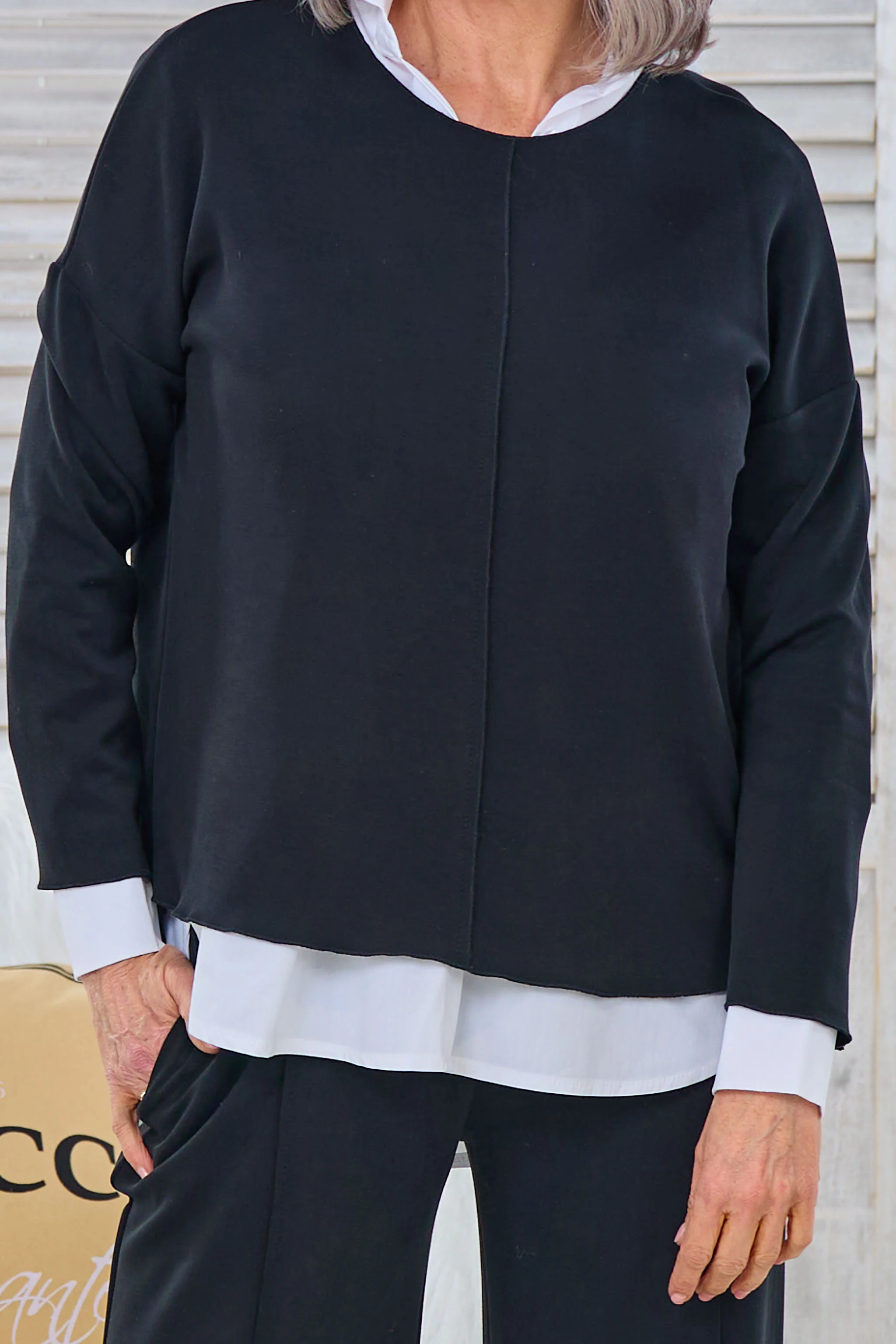 Cozy Freizeitshirt, schwarz