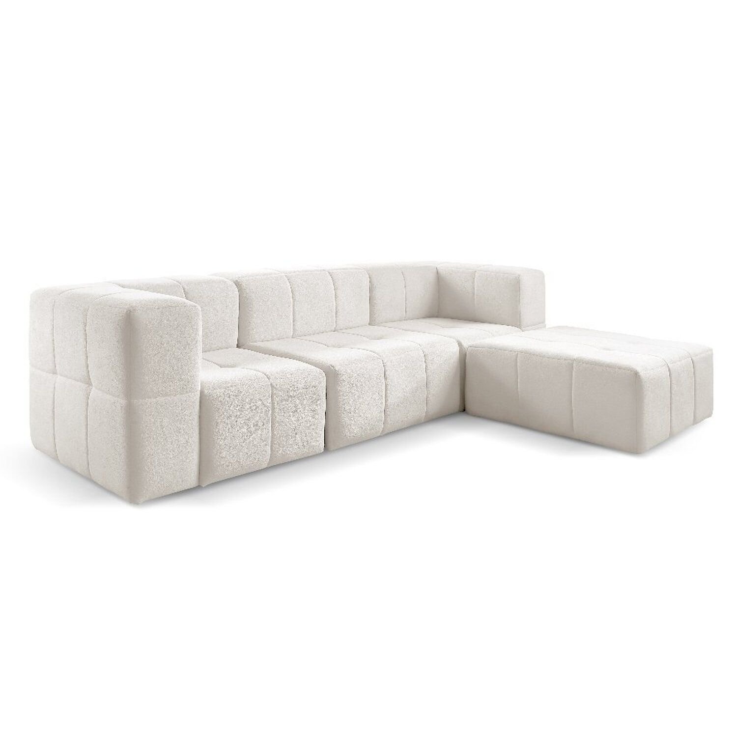 Sofá Modular 3 Lugares + Puff Bouclé