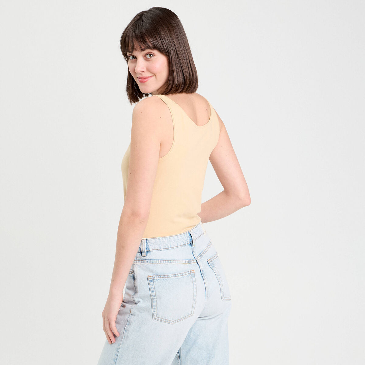 Débardeur bretelles larges sable femme