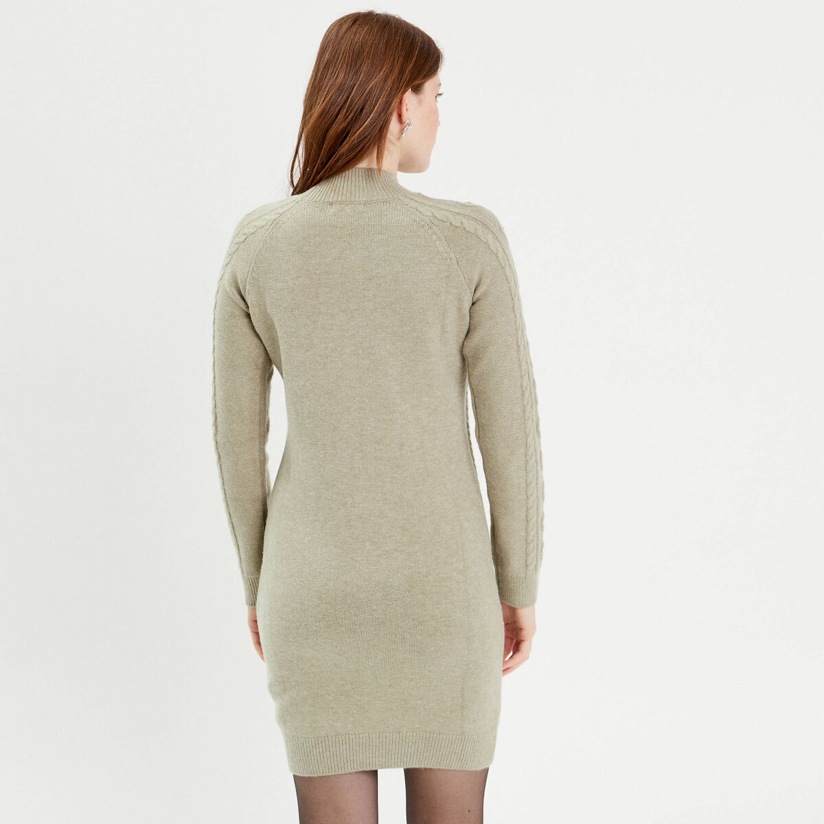 Robe pull ajustée torsades vert pastel femme