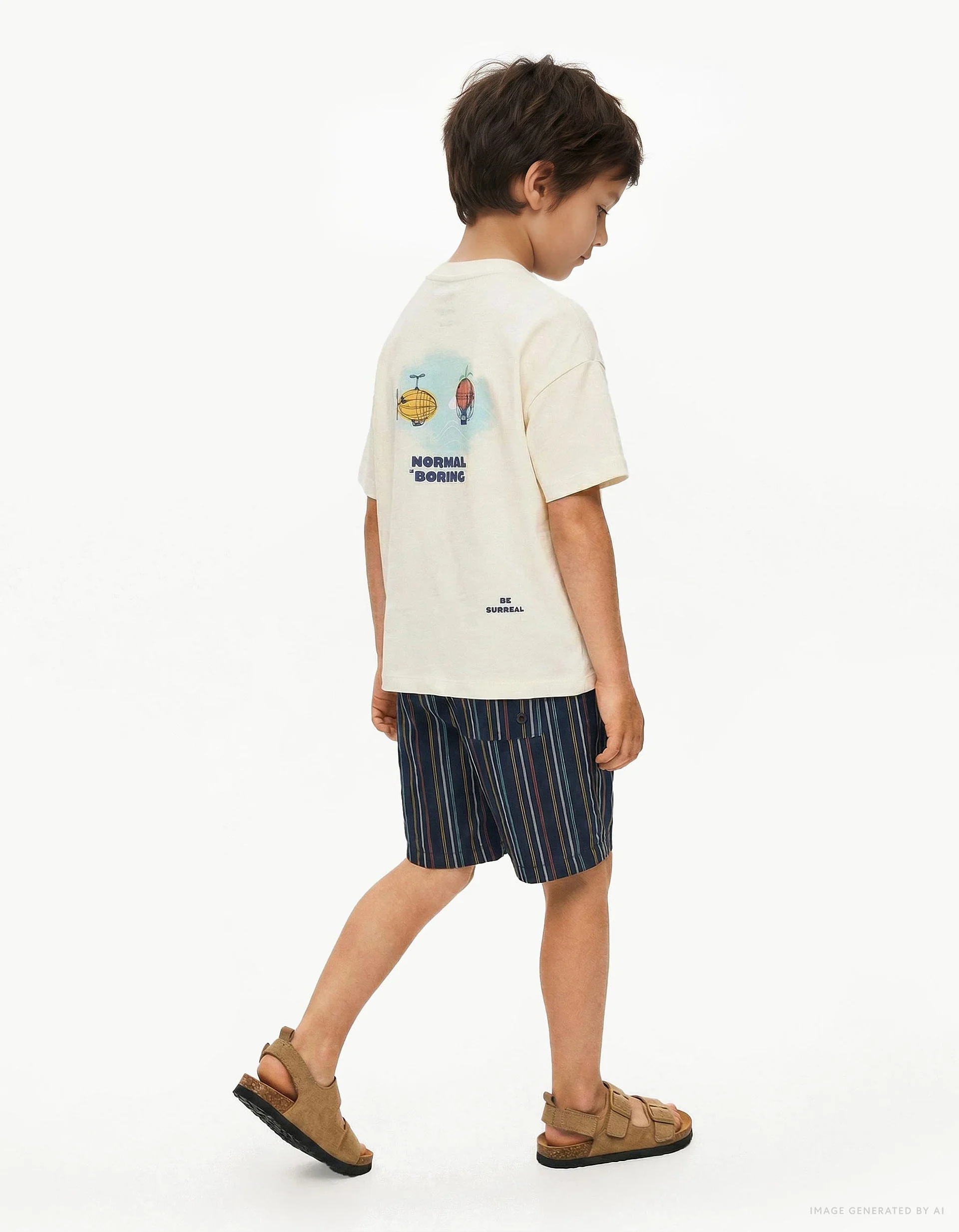 Striped swim shorts with drawstring for boys, multicolour