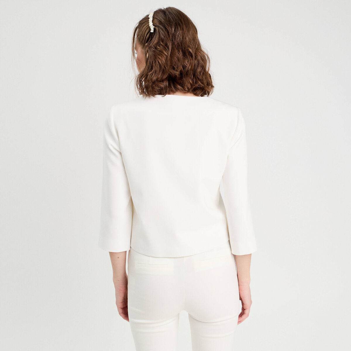Veste courte détails noeuds blanc femme