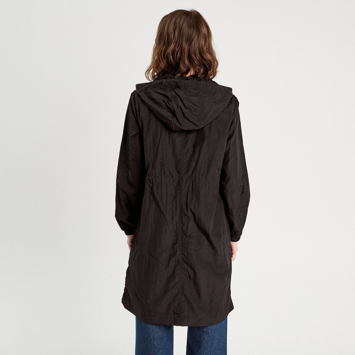 Parka déperlante 2-en-1 avec pochette noir femme