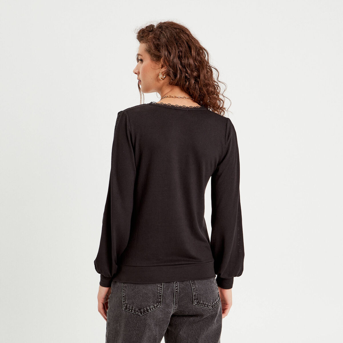 T-shirt manches longues noir femme