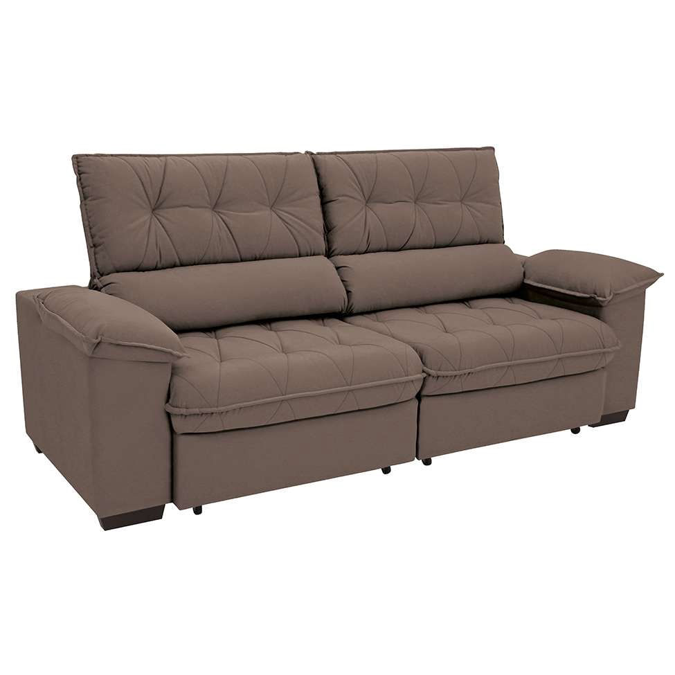 Sofá 3 Lugares Retrátil e Reclinável Piemont Suede Marrom 200 cm em Promoção | Ofertas na Americanas