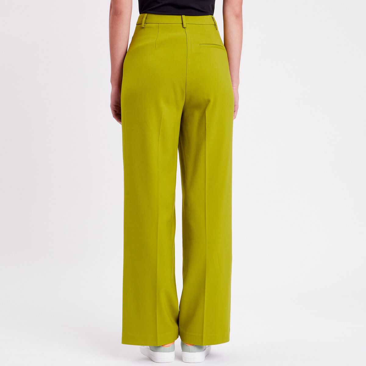 Pantalon city jambes larges vert kaki femme