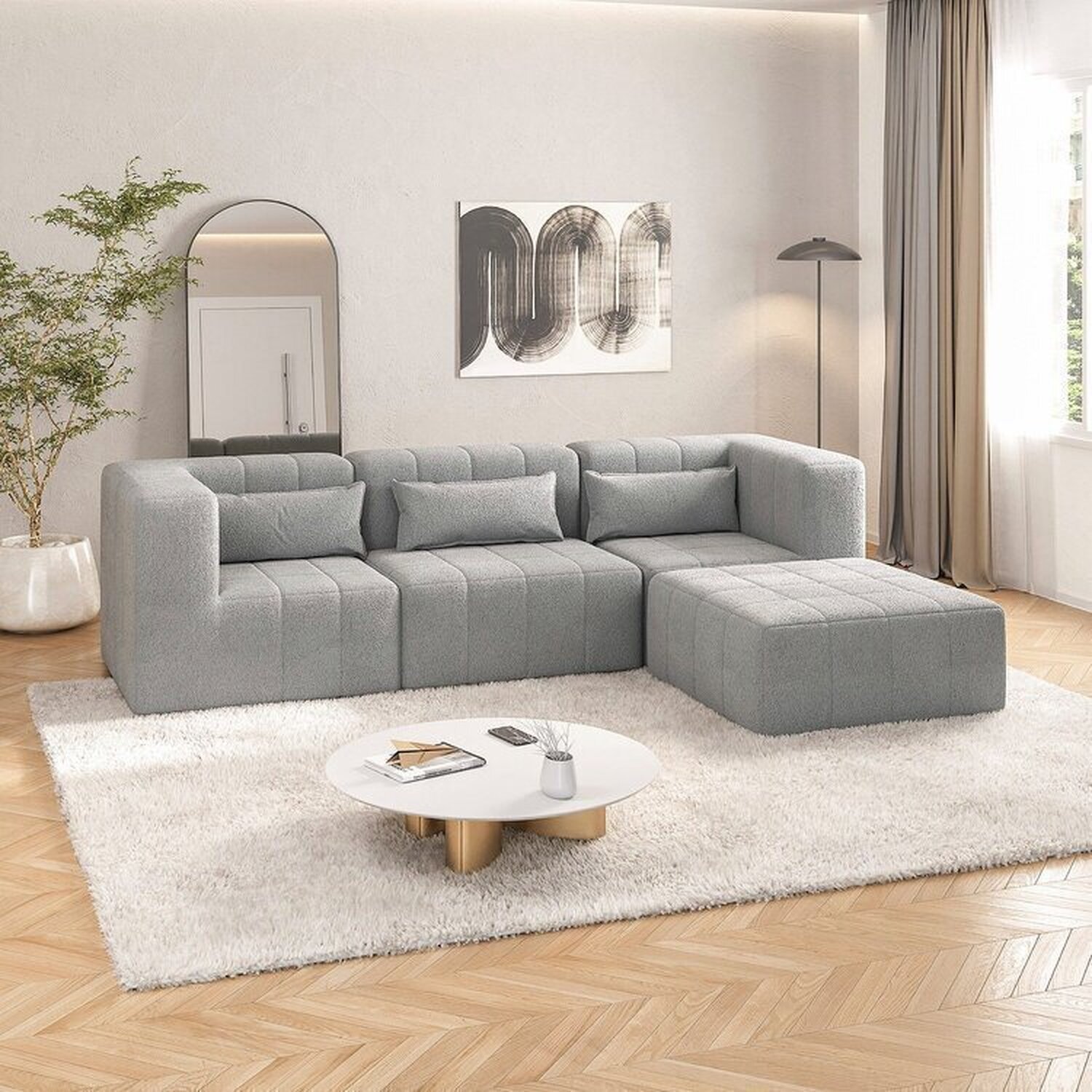 Sofá Modular 3 Lugares com puff EasyBox CabeCasa MadeiraOriginals