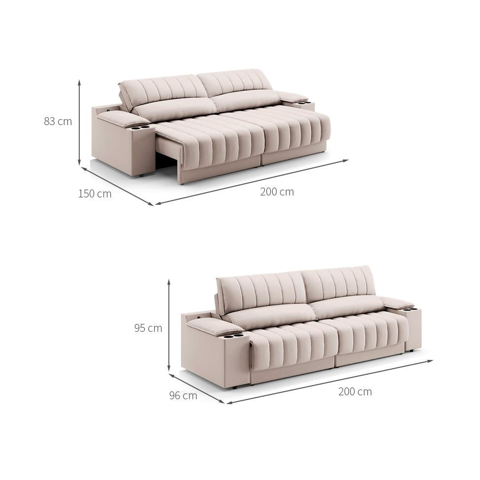 Sofá 3 Lugares Retrátil e Reclinável Murano com Porta-Copos Velosuede Areia 200 cm em Promoção | Ofertas na Americanas