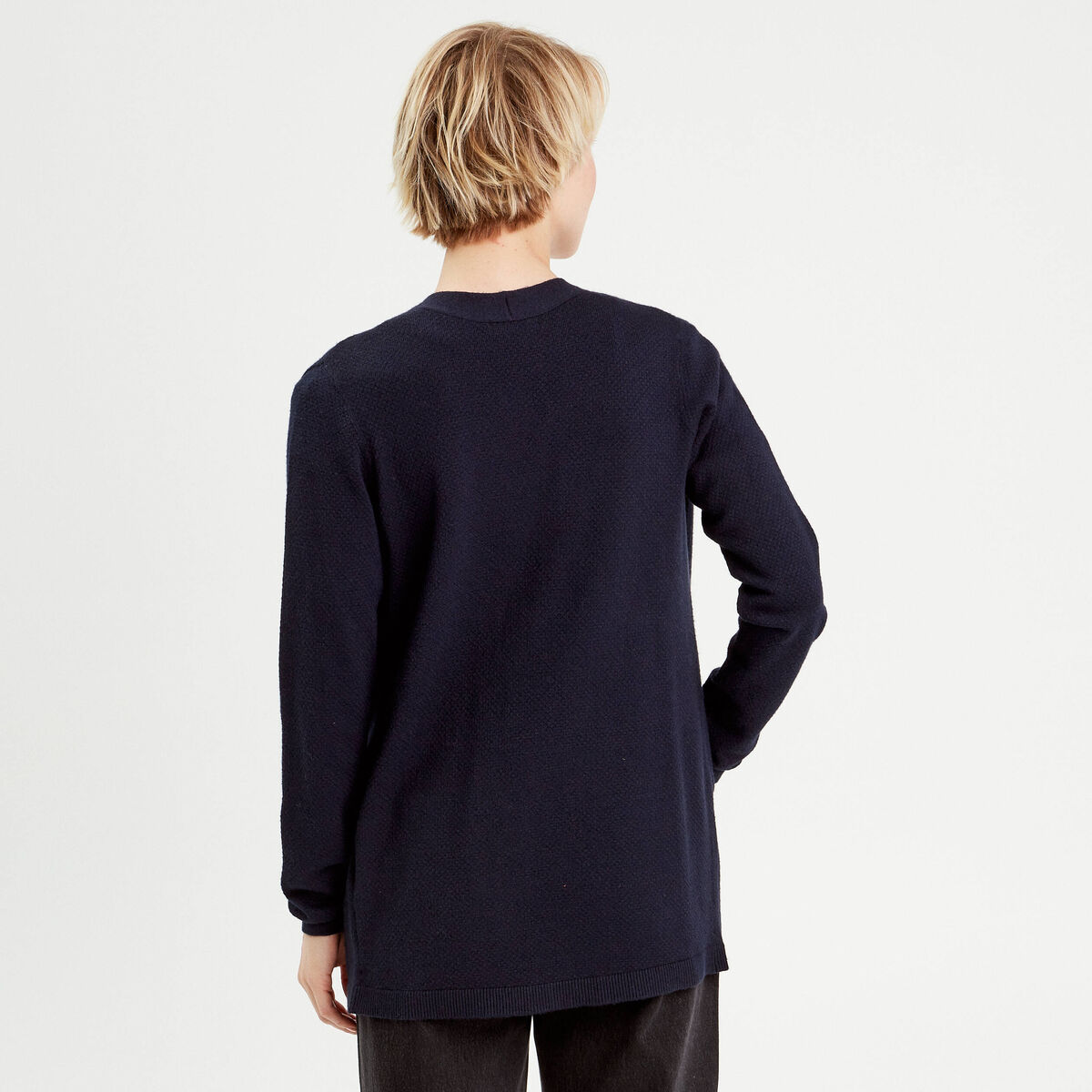 Gilet manches longues bleu marine femme